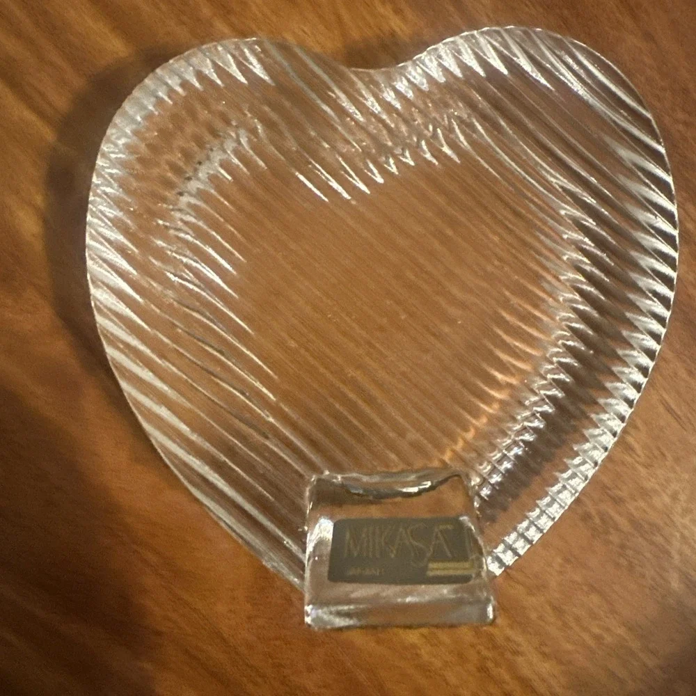 Crystal Mikasa vintage heart shaped picture Frame polished Glass Grandma Core